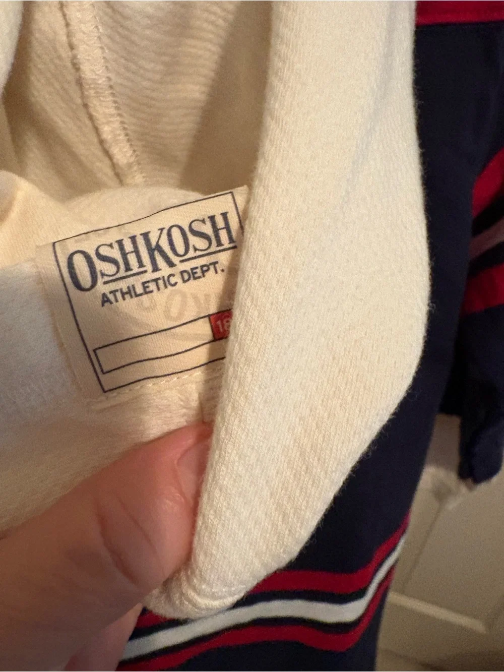 OshKosh boys Navy Red Striped Hoodie Shirt nwt size 7 $48